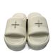 26SS Winter New Black Autumn Furry Thick Sole Cotton Slippers Flat Lamb Wool Outdoor Height Increasing One-Word Balloon_vogvips.com
