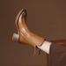 Autumn Brown Short For Women With Chunky British Style Side Zipper High Heels, Color Polished Round Toe Martin Boots_vogvips.com