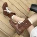 Cameido Women's Boxing Boots Fashionable Brown Mid - Height Casual Lace - Up Sports Boots For Autumn_vogvips.com