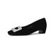 Cameido Women's Shoes Rhinestone Square Buckle Suede Chunky Heel Low Heel Office Commuting Fashion Shoes Spring_vogvips.com