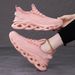 Women's Wide Width Platform Sneakers - Knit Mesh Breathable Slip-On Shoes With Twisted Sole Design For Casual Comfort_vogvips.com