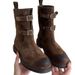 Sheepskin Version ~ Distressed Belt Buckle Western Cowboy Short Women Melad Martin Motorcycle Boots_vogvips.com