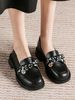 Summer Black Soft Leather With Skirt Work Clothing Loafers_vogvips.com
