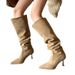 Large Walled Pile Pointed Long Women's Plus Size, Thin Boots, High Heels, Thick Legs, Over The Knee_vogvips.com