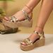 Large Size For Women In Summer 2025, New One-piece Buckle Strap, Sloping Heel, Thick Soled Roman Sandals, Casual Sandals_vogvips.com