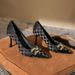 2025 New White Chain Style Professional High Heels Wo, Thin Heel Elegant Soft Leather French Pointed Toe Pumps For_vogvips.com