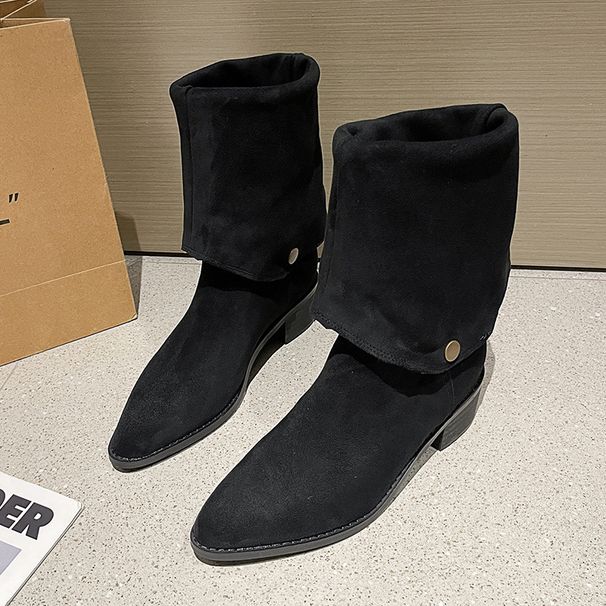 Designer Shoes Free Shipping Vintage Pile Boots With Foldable Fashion Boots Autumn New Suede Long Leg Knight Boots Black Brown_vogvips.com