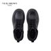 VICKI BROWN Men's Black Leather Ankle Combat Boots, Soft Fabric Lining Comfort Padded Insole, Non-Slip Block Rubber Sole Casual Work Outdoor Boot_vogvips.com