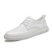 Inner Height Increase Men's Casual Single Shoes Beef Tendon Sole Leather Round Head Shallow Mouth White Shoes_vogvips.com