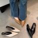 STRIDEO2026 Summer New Pointed Head Half-heel Solid Color French Solid Color Outer Wear Versatile Temperament One-pedal Single Shoes_vogvips.com