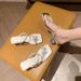 Atmospheric Vibe~Rhinestone Bowknot Toe-post Transparent For Women, Chunky Heel Crystal White High-heeled Sandals And_vogvips.com