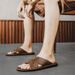 Handmade Leather Slippers For 2025 New Beach Summer Walking Shoes Slip On Light Male Flats Men Flip-flops Outdoor Half_vogvips.com