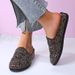 plus Size Women's Rhinestone Closed Toe Slippers Casual Thick Soled Half Slippers Easy Wear Autumn Style_vogvips.com