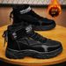 Winter Men's Shoes With Fleece Lining, High-Top Martin Boots, Men's Work Shoes, Trendy Versatile Thick-Soled, Extra-Thic_vogvips.com