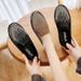 Women's Fashion Loafers With Rhinestones - Slip-On Comfort Shoes For Casual Wear, Round Toe & Low Heel, Black & Khaki Options_vogvips.com