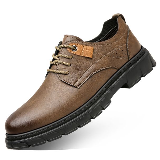 Suitable For All Seasons 2025 Spring And Autumn New Casual Men's Work Large Leather British Style Lace-up Single Shoes, Trendy 3038_vogvips.com
