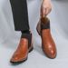 New Fashion Chelsea Boots Men's Pointy Toe Retro Boots British Men's Boots Leather Boots Leather Shoes_vogvips.com