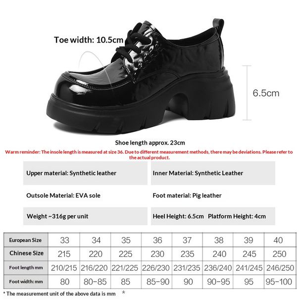 Cameido Women's Spring Oxford Shoes Thick Sole Lace - Up Loafers Deep V Single Shoes_vogvips.com