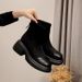 Small Size Women's 313233 Thick Heel Suede Patchwork Short Martin Boots 2025 Autumn Winter New Style Height Increasing_vogvips.com