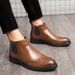 Euro Step Large Size Brogue Carved Trendy British Korean Style Winter Shoes High-top Leather Boots Men's Business_vogvips.com