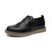 Euro Step 2025 Large Brogue Carved Korean Style Men's Round Toe British Black Leather Shoes 25837-R_vogvips.com