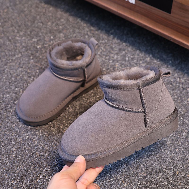 Winter New Children's Snow Boots Men's And Women's Genuine Leather Warm Non Slip Fashion Cowhide Large, Medium And Small Children's Shoes 25-36_vogvips.com
