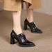 Sharp Pointed Front Zipper Soft Leather Deep Mouth Single Shoe Young Children, New British Style Versatile Shoes For_vogvips.com