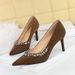 SEVEN BIG TREES Women's Pointed Toe Suede Stiletto Heels With Rhinestones - Elegant Dress Pumps For Parties & Evening Events_vogvips.com