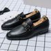 New Fashion Men's British Black Business Casual Loafer Shoes Daily Driving Office Leather Shoes One Foot Pedal Lazy Brown Banquet Dress Wedding Men's_vogvips.com