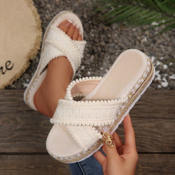 Roman Style Woven Cross Sandals, Perfect For Summer, Featuring A Gentle, Fairy Like Bohemian Style, Ideal For A Beach Vacation._vogvips.com