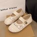Thick-soled Inner Height-increasing Single Shoes Women's Woven One-pedal Velcro Mary Jane Shoes With Skirts Casual Shoes_vogvips.com