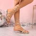 Diamond Serpentine Wrapped Roman Shoes For Women's Summer 2025 New Large Crystal Thick Heel Strap Sandals_vogvips.com