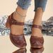 Women's Summer Sandals: New Chunky Heel, Single Strap, Plus Size, Hollow-out, High Heel, Clog Sandals_vogvips.com