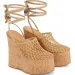 Women's Wood Grain Platform Sandals Adjustable T Strap Chunky Heel Fishnet Summer Festival Shoes Nude Black Block Heels_vogvips.com