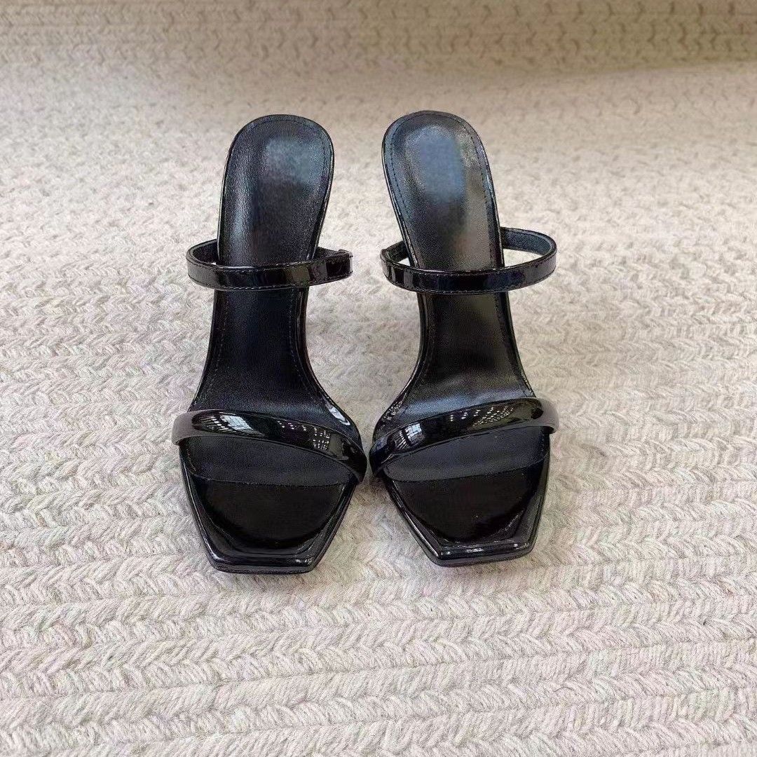 Black One-Strap High Heel Sandals For Women Summer 2026 New Style Elegant High-End Comfortable Square Open Toe Women's_vogvips.com