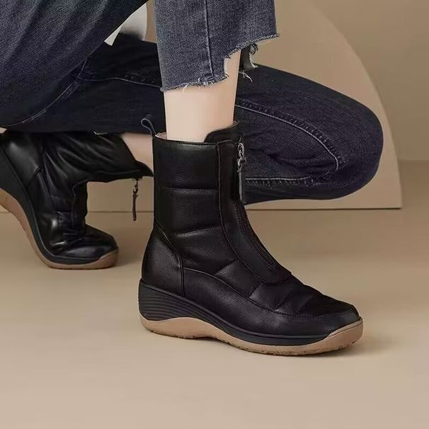 Female Autumn-Winter 2025 New Warm-Insulated Snow Boots With Thick Soles, Mom's Women's Shoes With Soft Bottoms, Short Boots_vogvips.com
