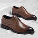 Euro Step Leather 2025 Spring New Brogue Business Trendy Men's British Style Pointed Toe Office Formal Shoes_vogvips.com