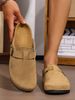 Men's Mule Shoes, New Spring Vintage Slip-On Casual Loafers With Pu Upper, Cork Grain Closed-Toe Half-Slippers, Flat Slippers With Adjustable Buckle_vogvips.com