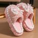 Lace Bow For Women, Autumn And Winter Internet Celebrity Indoor Warm Slippers, Comfortable Home Couple Cotton Slippers_vogvips.com