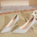 2026 Spring And Autumn New Style Pointed Toe High Heels For Women, Chunky Heel, Sequined, Fashionable, Versatile Shallow_vogvips.com