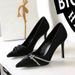 3391-1 European And American Fashion Party Stiletto Ultra High Heels Shallow Mouth Pointed Toe Rhinestone Bow Single_vogvips.com