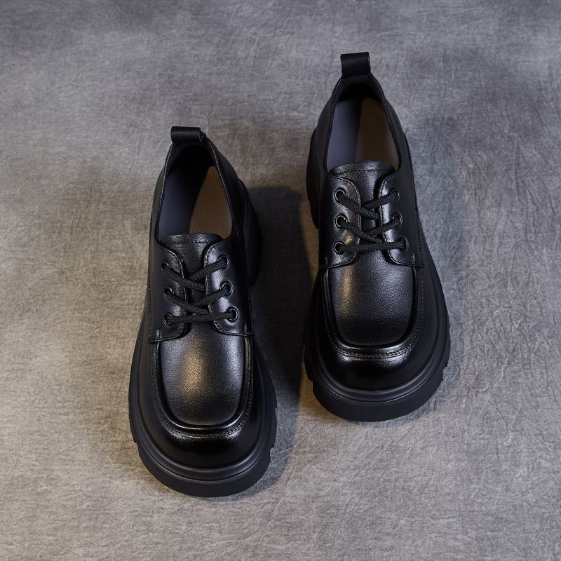Echte Loafer Für Damen, Neuer Frühlings- Und Herbststil, Lässige Einzelschuhe Aus Rindsleder Der Ersten Schicht, Dicke Sohle Zum Pendeln_vogvips.com