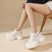 Fat Sole Fashion Color Blocked Thick Soled High Top Lace Up Casual Shoes For Women Spring New_vogvips.com