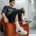 Men Black Suede Backless Mules White Star Patch Lace Up Flat Casual Slide Sneakers_vogvips.com