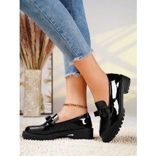 New Patent Leather Glossy Tassel Mid-heel Vintage Loafers Plus Size Fashion Casual Single Shoes_vogvips.com