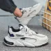 Mens White Black Chunky Dad Sneakers Breathable Mesh Upper Non Slip Thick Sole Casual Running Shoes For Streetwear_vogvips.com
