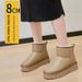 1178225343@qq.com Genuine Snow Boots For Women, Mid-Calf, Leather Surface, 2023 Model, Loafers, Short Boots, Fleece-Lined, Warm Cotton_vogvips.com