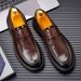 New Fashion Men's British Black Business Casual Loafer Shoes Daily Driving Office Leather Shoes One Foot Pedal Lazy Brown Banquet Dress Wedding Men's_vogvips.com