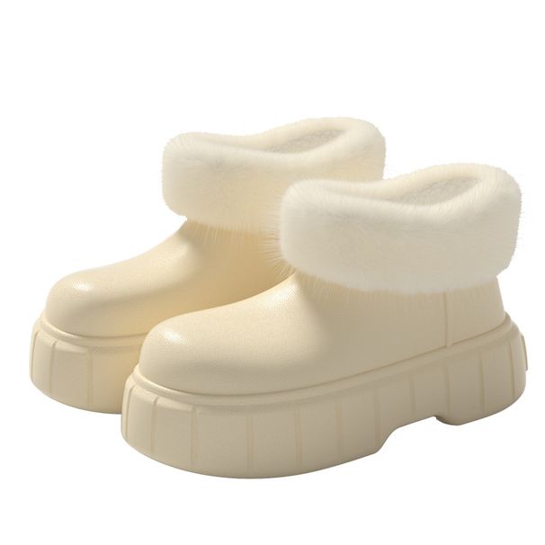 High-top Waterproof Backless Shoes For Women Winter Indoor Home Fleece-lined Warm Stepping Comfort EVA Outdoor_vogvips.com