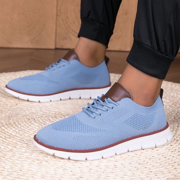 Popular Cross-border Lightweight Lace-up Casual S, Breathable Fly-knit Large-size Men's Sneakers, Men Loafers Mesh_vogvips.com